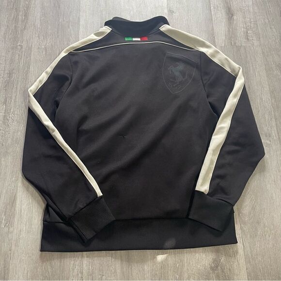 Puma Ferrari Scuderia Black Full Zip Up Racing Track Jacket Mens Medium - Picture 2 of 6